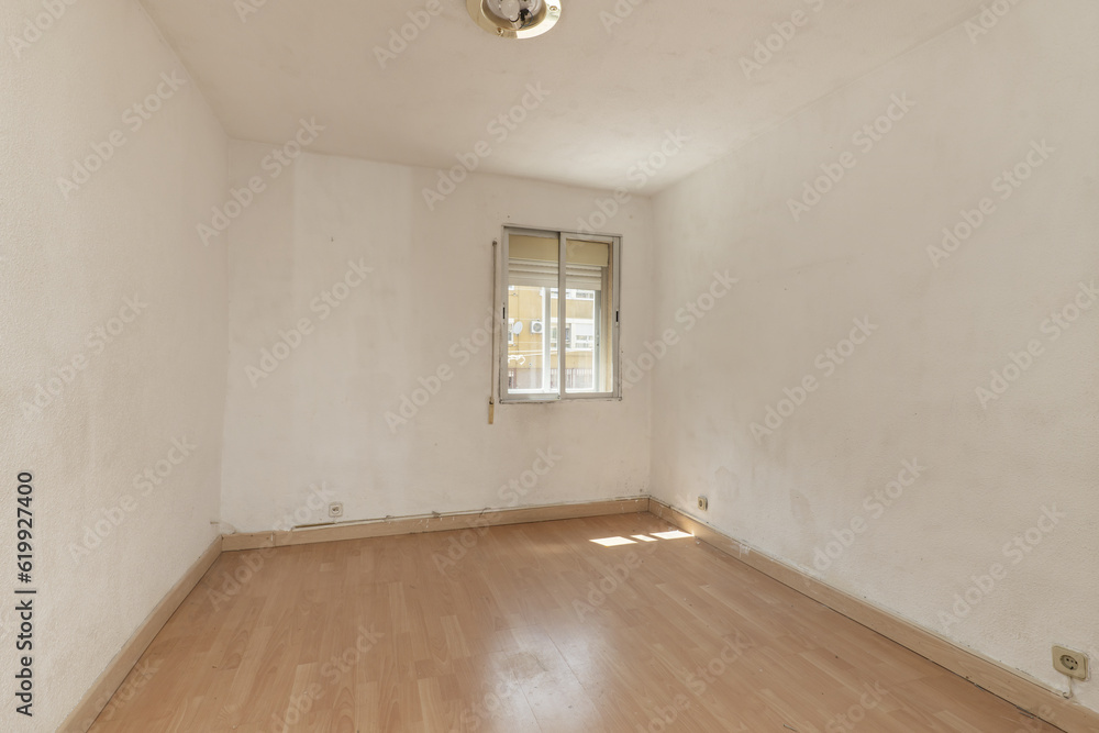 An empty room with a double aluminum window An empty room with a double aluminum window