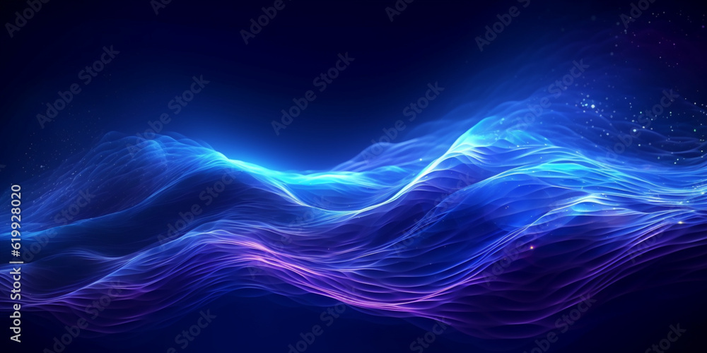 Abstract particle wave blue color wave flowing particles light Abstract particle wave blue color wave flowing particles light