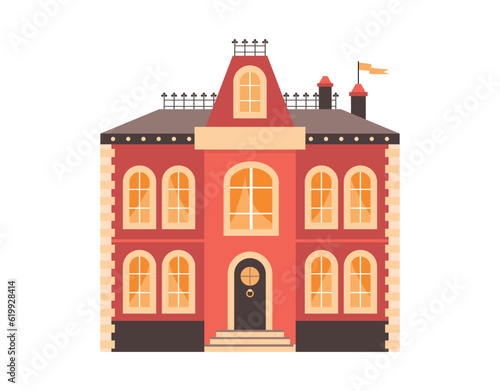 Bright colorful victorian building flat style, vector illustration