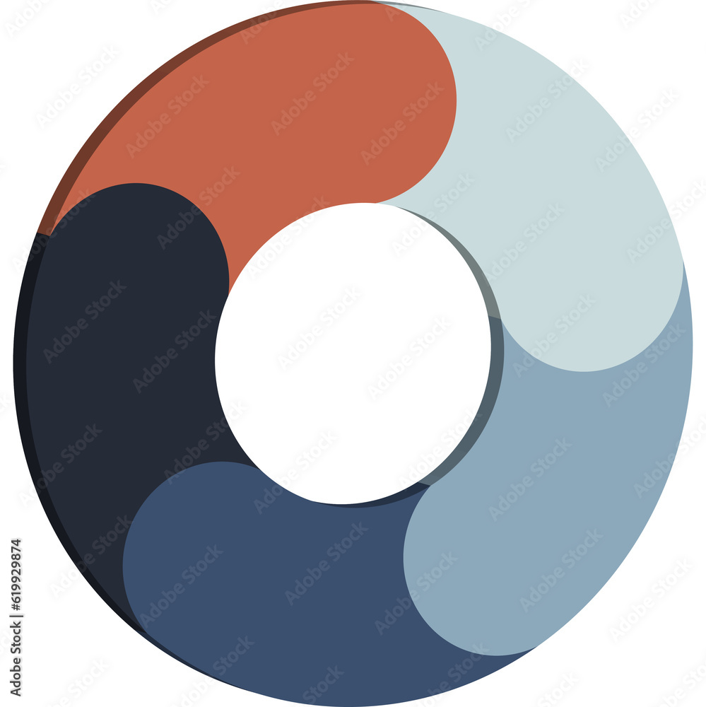 3D Infographic Pie Flow Chart Diagram with 5 Sections 3D Infographic Pie Flow Chart Diagram with 5 Sections