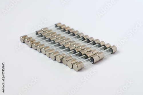 Fuses for radio equipment on a white background
