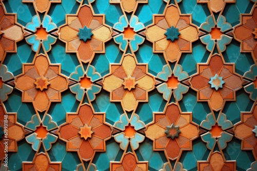 Geometric pattern with flowers. Generative AI