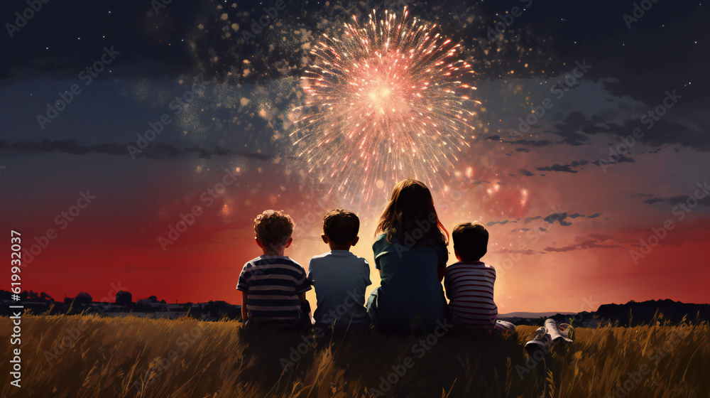 Kids Children watching Fireworks during New Year's Day, Memorial Day, Independence Day, Celebrate, 4th of July Kids Children watching Fireworks during New Year's Day, Memorial Day, Independence Day, Celebrate, 4th of July