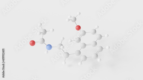 agomelatine molecule 3d, molecular structure, ball and stick model, structural chemical formula atypical antidepressant photo