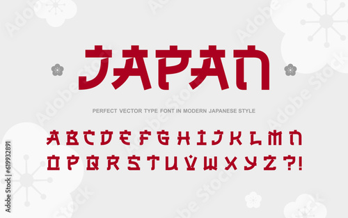 Perfect Asian Japanese modern style vector type font. Typography of Japanese or Chinese modern type fonts