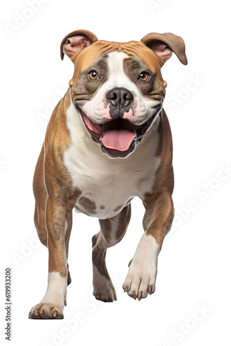 Adult American Bulldog walking over isolated transparent background