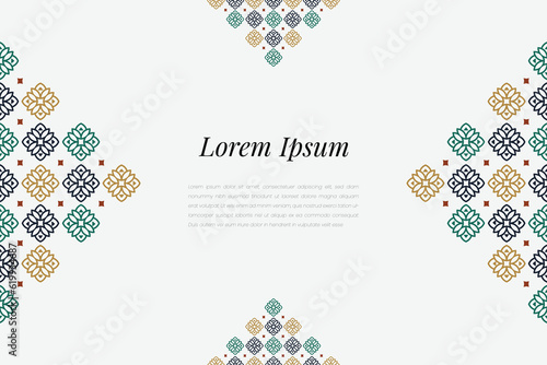 Islamic Decorative background in Arabic colorful. Simple geometric mosaic with colorful Islamic ornamental details.