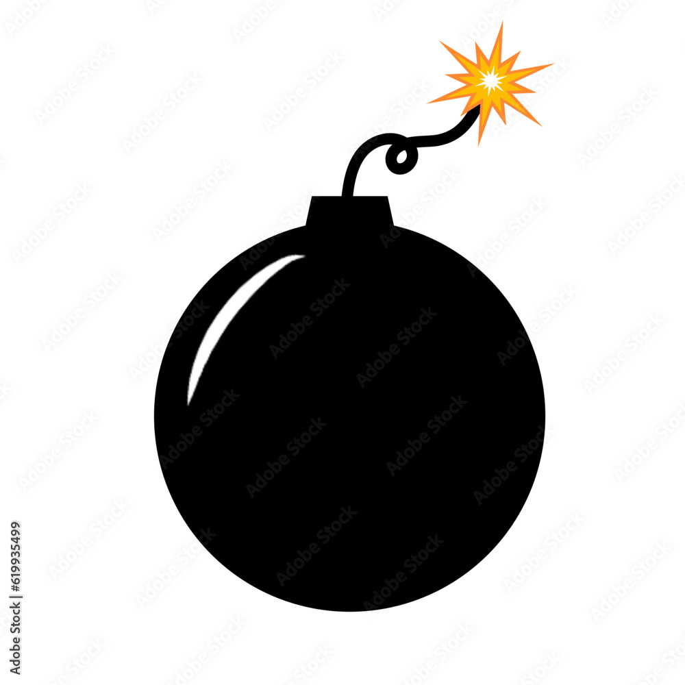 Bomb, wick and explosion icon. Explosive device operation concept. Vector illustration. Flat style. Bomb, wick and explosion icon. Explosive device operation concept. Vector illustration. Flat style.