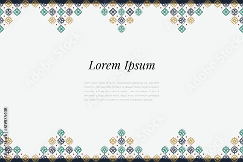 Islamic Decorative background in Arabic colorful. Simple geometric mosaic with colorful Islamic ornamental details. photo