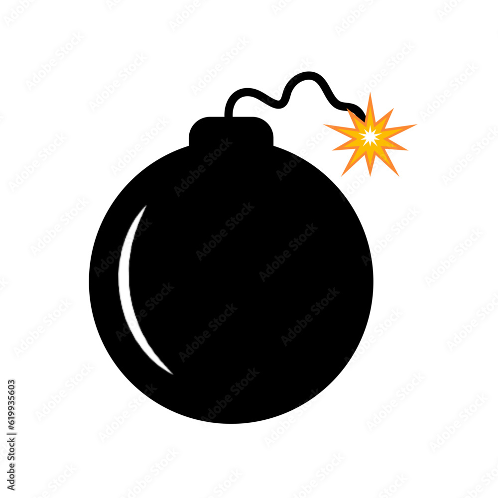Bomb, wick and explosion icon. Explosive device operation concept. Vector illustration. Flat style. Bomb, wick and explosion icon. Explosive device operation concept. Vector illustration. Flat style.