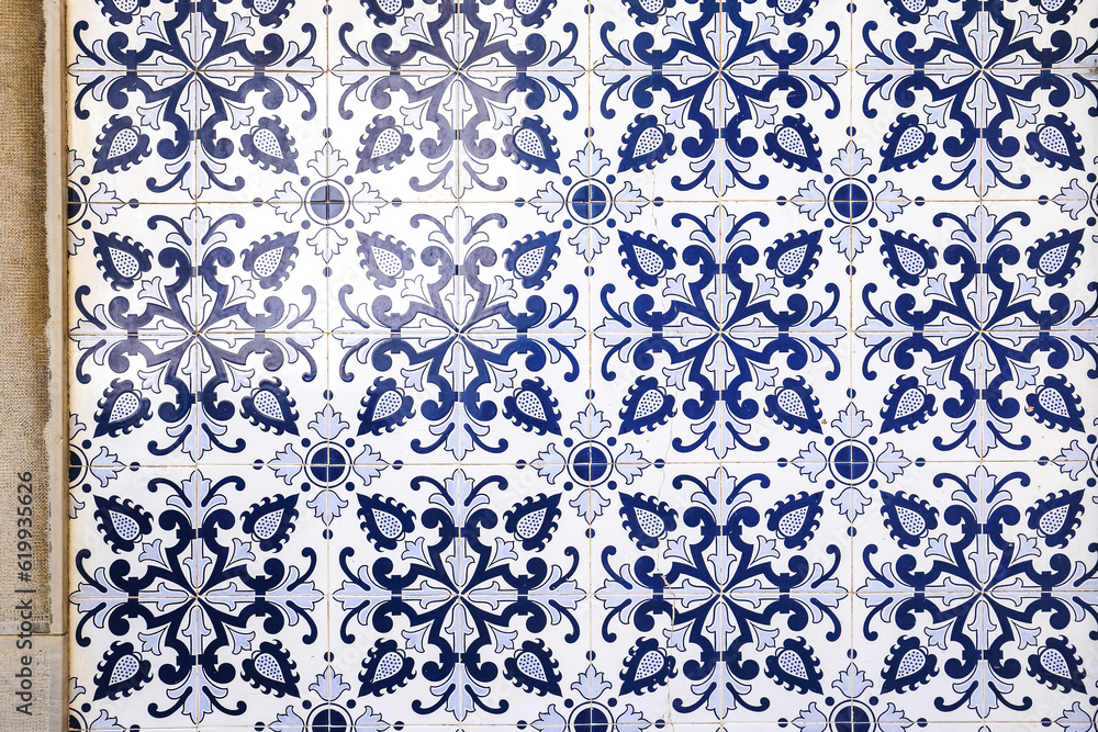 Fototapeta premium Background of Colorful and traditional Portuguese tiles