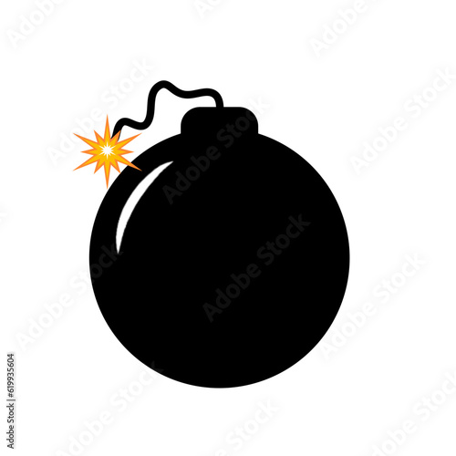 Bomb, wick and explosion icon. Explosive device operation concept. Vector illustration. Flat style.