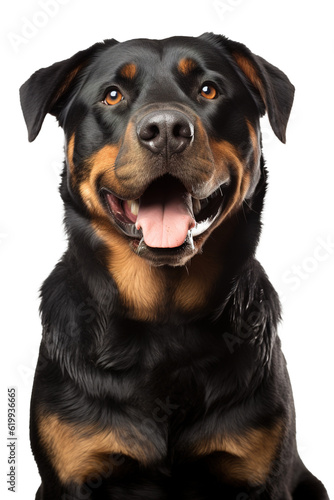 Adult Rottweiler headshot portrait over transparent background