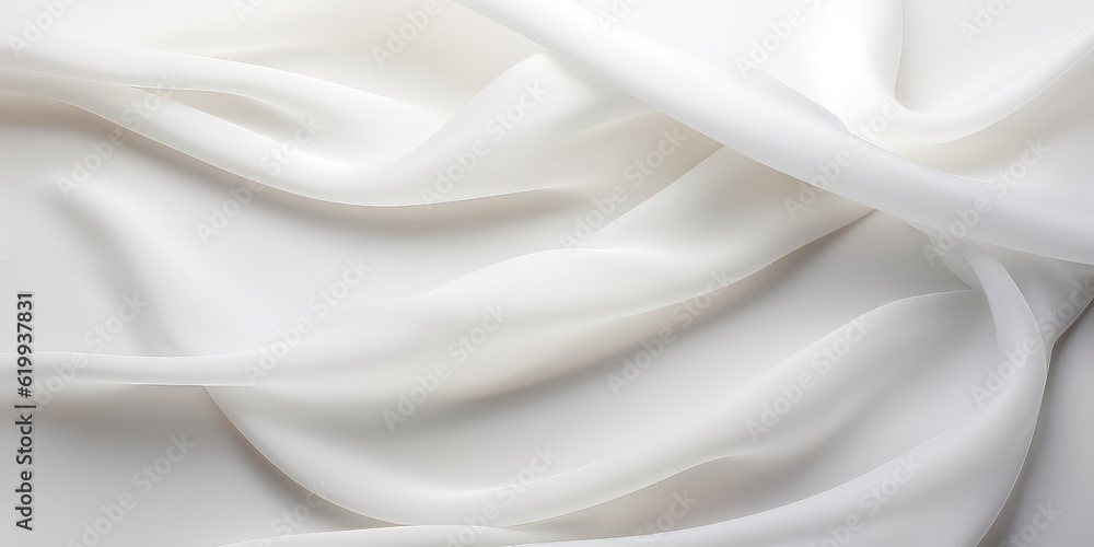 Texture of white silk fine fabric with different folds. Texture of tulle, white wedding fabric. Generative AI. Texture of white silk fine fabric with different folds. Texture of tulle, white wedding fabric. Generative AI.