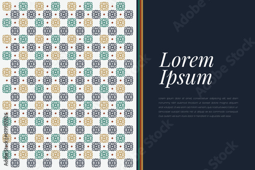 Islamic Decorative background in Arabic colorful. Simple geometric mosaic with colorful Islamic ornamental details.