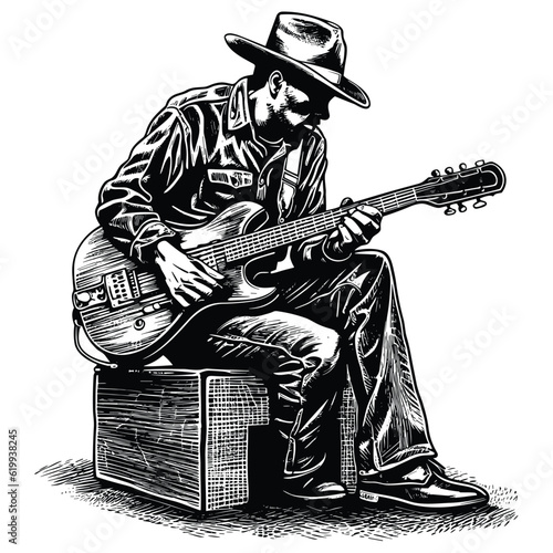 Vector Illustration of an Acoustic Blues Player