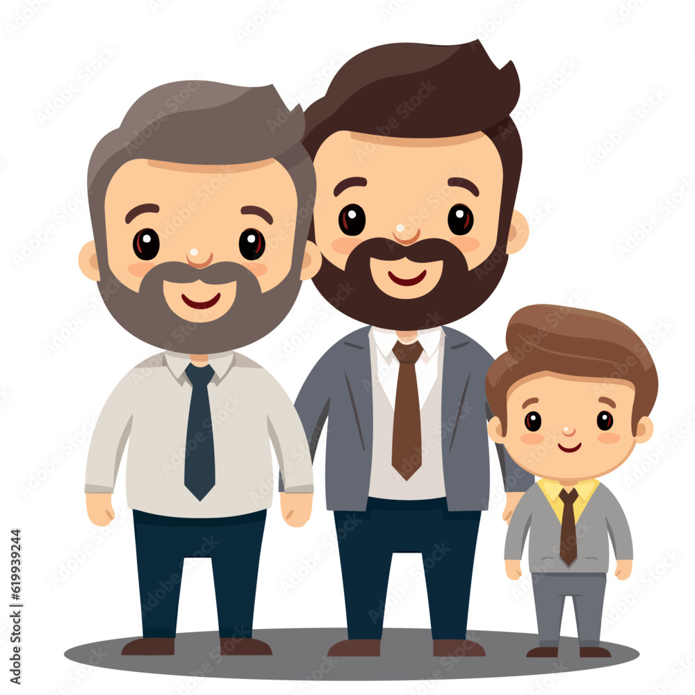 A Gay Couple with Their Son - A Vector Image Isolated on White Background A Gay Couple with Their Son - A Vector Image Isolated on White Background