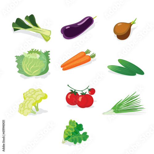 Fresh vegetables in a set