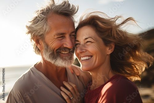 Happy smiling mature senior couple posing together 