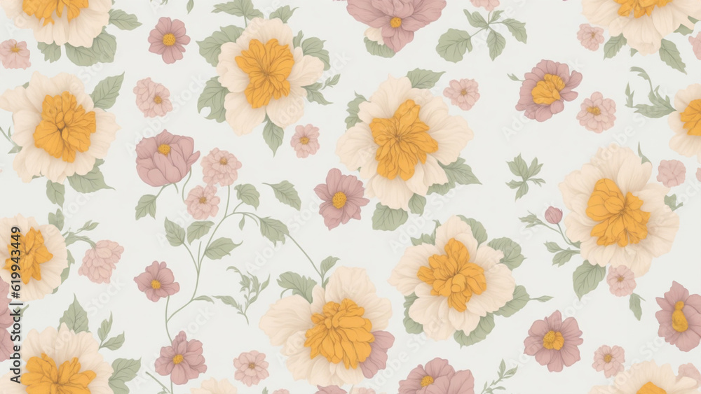Floral pattern on a cream background. Mother's day flower background