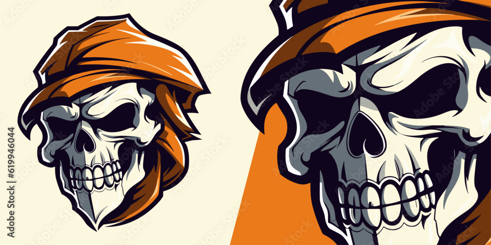 Skull Pirate Logo Mascot: Dynamic Vector Graphic for Elite Sport and E-Sport Gaming Teams