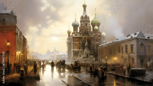 Russian Orthodox Church, Jesus Christ, Religion, Background illustration design, Generative AI