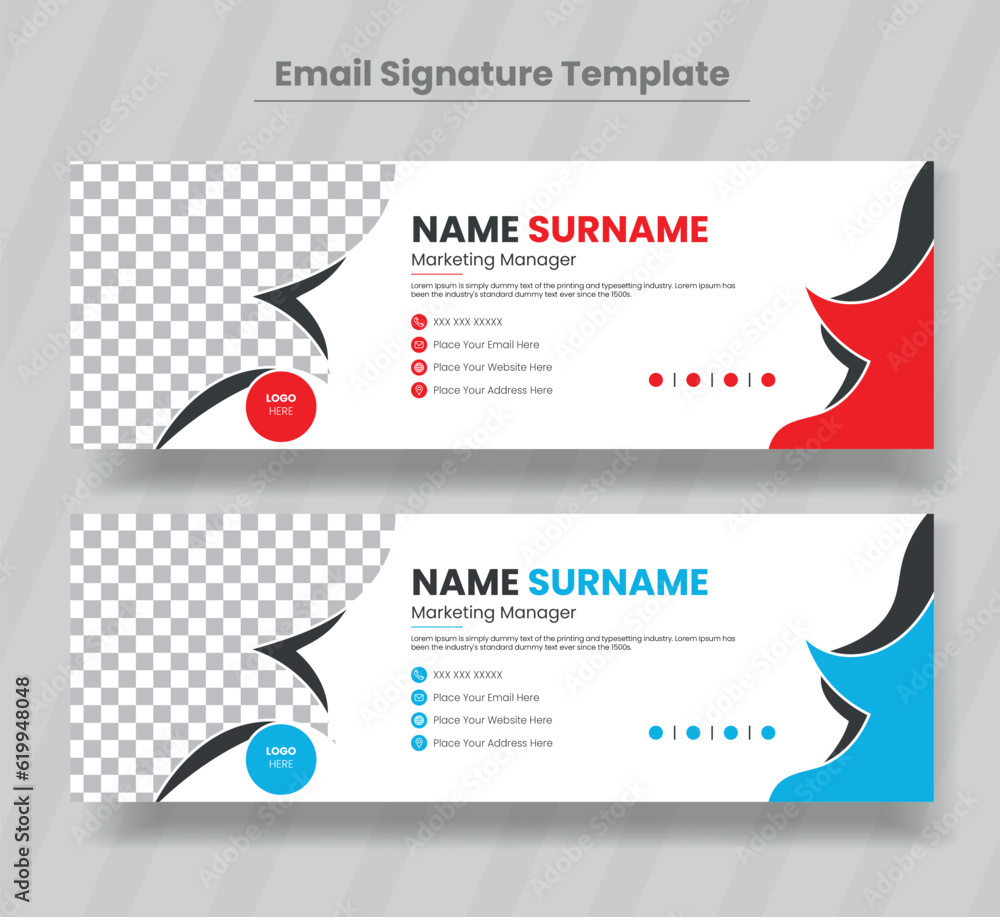 Colorful Email Signatures Template Vector Design. Professional Email Colorful Email Signatures Template Vector Design. Professional Email