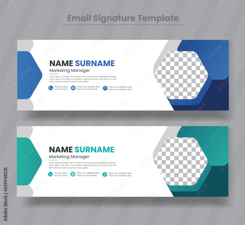 Colorful Email Signatures Template Vector Design. Professional Email Colorful Email Signatures Template Vector Design. Professional Email