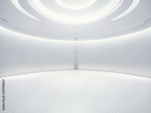 empty white big open industrial hall 3d render illustration