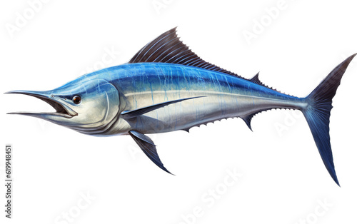 a Blue Marlin, Makaira nigricans swimming in various positions in Fishing and Aquatic-themed, photorealistic illustrations in a PNG, cutout, and isolated. Generative AI