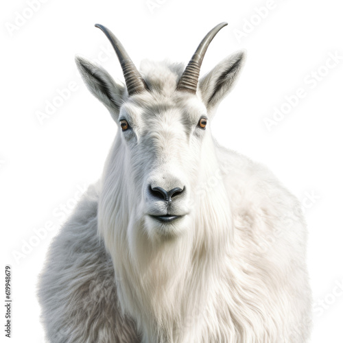 a Mountain Goat, Oreamnos americanus, Portrait, in various positions, Nature-themed, photorealistic illustrations in a PNG, cutout, and isolated. Generative AI © Purple Penguin GFX