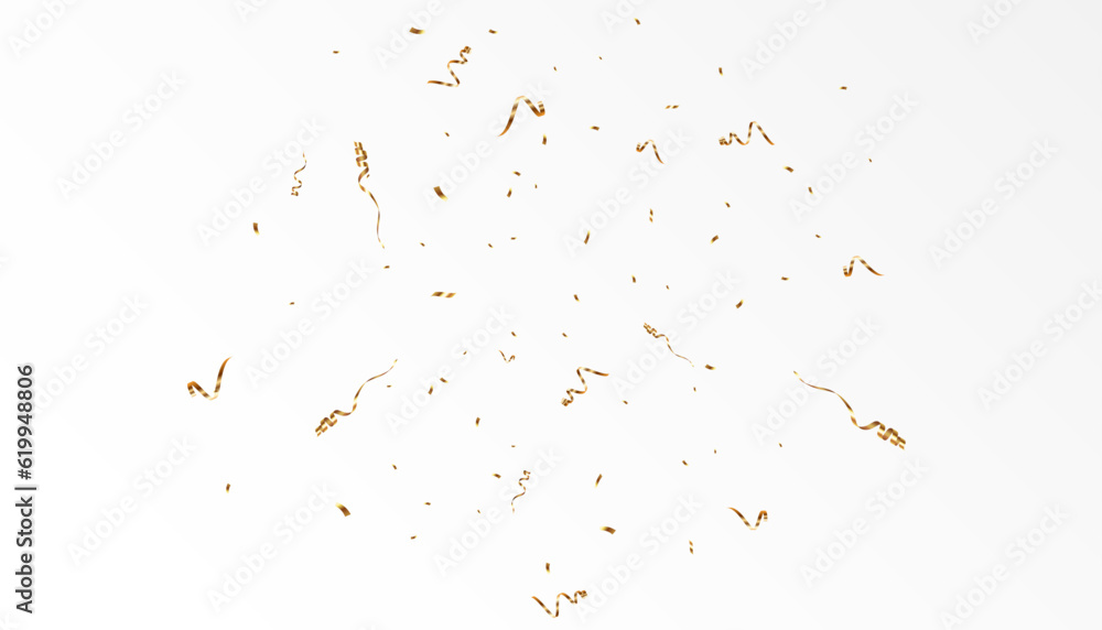 Confetti on a transparent background. Falling shiny golden confetti. Bright golden festive tinsel. Holiday design elements for web banner, poster, flyer, invitation. Vector Confetti on a transparent background. Falling shiny golden confetti. Bright golden festive tinsel. Holiday design elements for web banner, poster, flyer, invitation. Vector