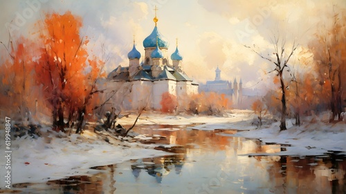 Russian Orthodox Church, Jesus Christ, Religion, Background illustration design, Generative AI