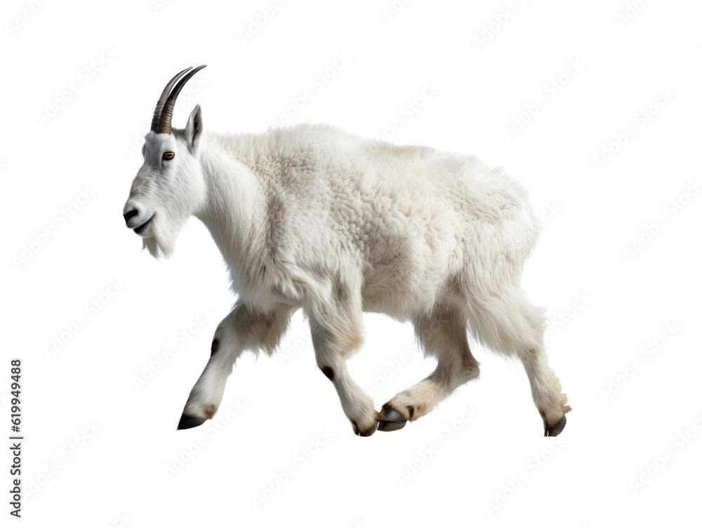 Φωτογραφία a Mountain Goat, Oreamnos americanus, in motion in various positions, full body, Nature -themed, photorealistic illustrations in a PNG, cutout, and isolated