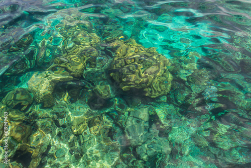 underwater stones in clear water