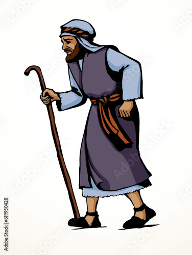 Vector drawing. Jewish man walk