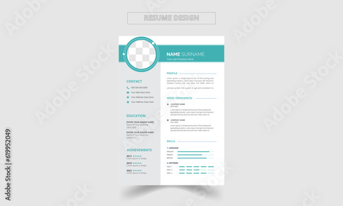 modern vector minimalist cv or resume template design