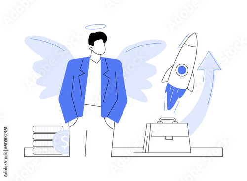 Business angel abstract concept vector illustration.