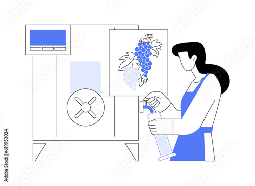 Wine fermentation in stainless steel abstract concept vector illustration.