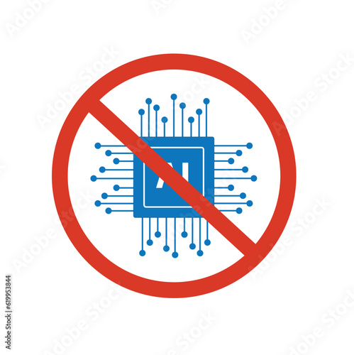 Logo de prohibido el uso de inteligencia artificial. Vector
