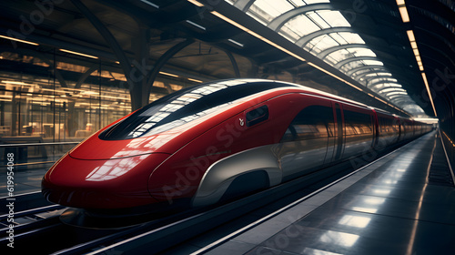 Efficient Travel: High-Speed Train in Full Motion on Rail Tracks
