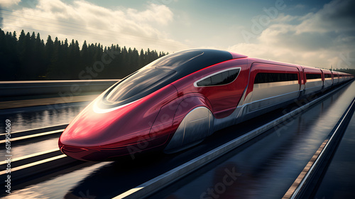 Efficient Travel: High-Speed Train in Full Motion on Rail Tracks
