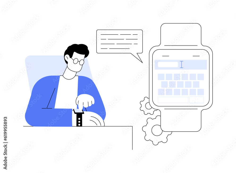 Reply to messages with smartwatch abstract concept vector illustration.
