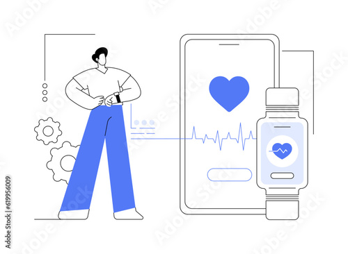 Smartwatch heart rate monitoring abstract concept vector illustration.
