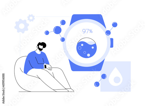 Smartwatch blood oxygen level monitoring abstract concept vector illustration.