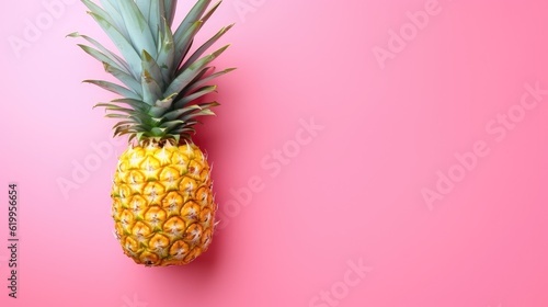 a horizontal layout, of a Pineapple on a trendy colored background with shadows, Food-themed in a JPG format. Generative AI