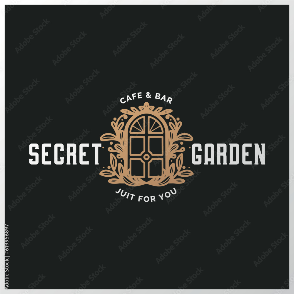 Door logo design, Floral logo, Secret garden logo, Garden logo, Cafe symbol, restaurant logo, bar logo, hand drawn logo design Door logo design, Floral logo, Secret garden logo, Garden logo, Cafe symbol, restaurant logo, bar logo, hand drawn logo design