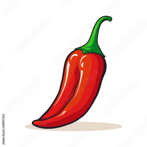 Chili pepper image. Cute image of an isolated red chili. Vector illustration
