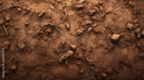Textures found in nature, soil. Generative AI.
