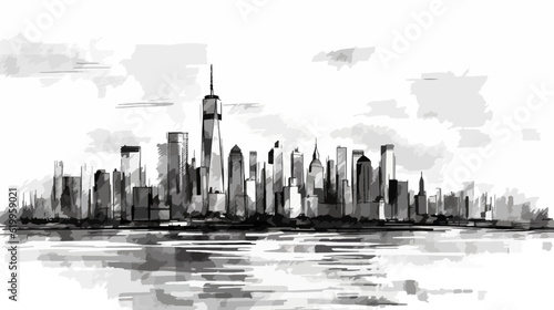 New York background, 2d cartoon vector illustration.
